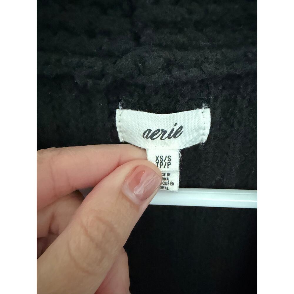 Aerie Oversized Open Shawl Sweater Cape Black XS / Small - Picture 6 of 6